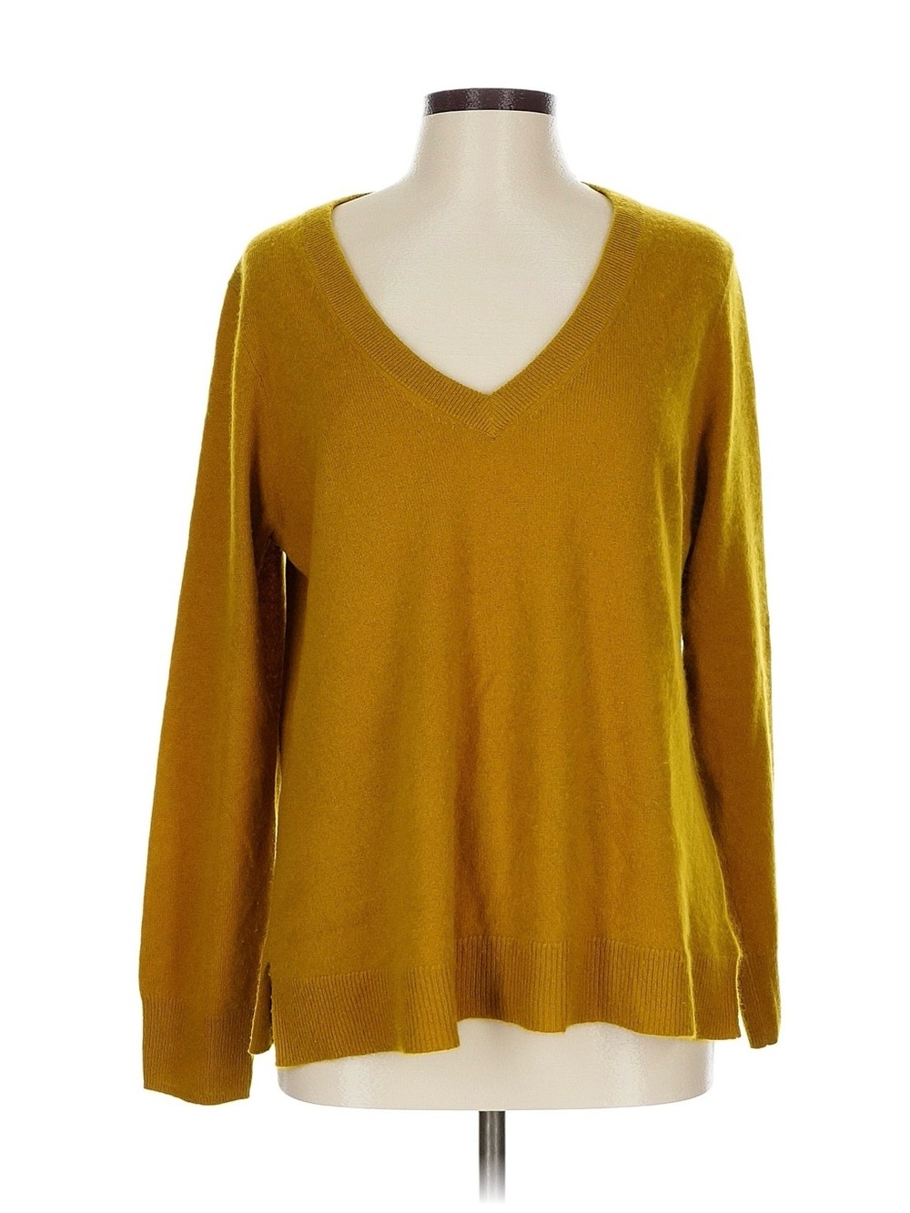 J. Crew Cashmere V‑Neck Sweater in Mustard